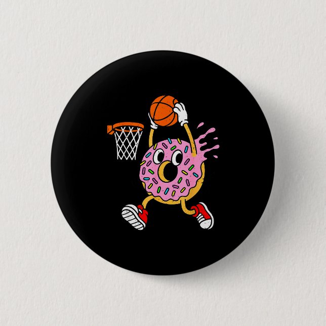 Bóton Redondo 5.08cm Funny Donut Dunking Basketball Doughnut Food Champ (Frente)