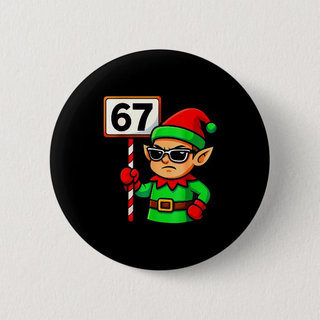 Bóton Redondo 5.08cm Funny Elf Six Seven 6 7 Meme Christmas Costume 67  (Frente)