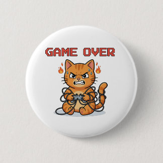 Bóton Redondo 5.08cm Funny Gamer Cat Game Over Button