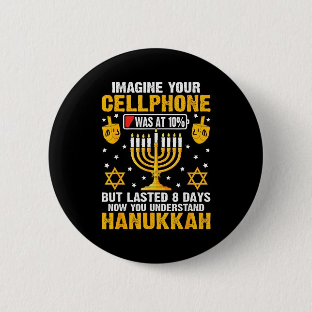 Bóton Redondo 5.08cm Funny Hanukkah Imagine Your Cellphone Chanukah Jew (Frente)