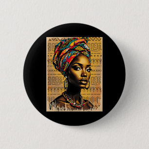 Bóton Redondo 5.08cm Funny Kente Clohead Enrola Mulheres Africanas Amer