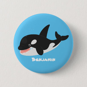 Bóton Redondo 5.08cm Funny killer whale orca cute cartoon illustration