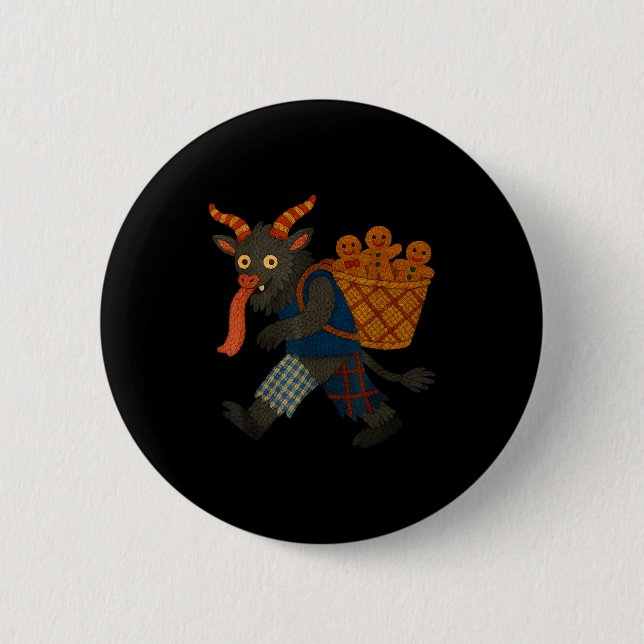 Bóton Redondo 5.08cm Funny Krampus Gingerbread Yarn Art Creepy Holiday  (Frente)