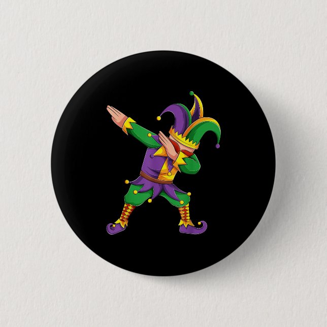Bóton Redondo 5.08cm Funny Mardi Gras Outfit Dabbing Jester New Orleans (Frente)