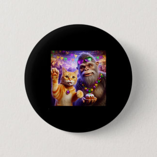 Bóton Redondo 5.08cm Funny Mardi Gras Selfie Cat Bigfoot Quote _3