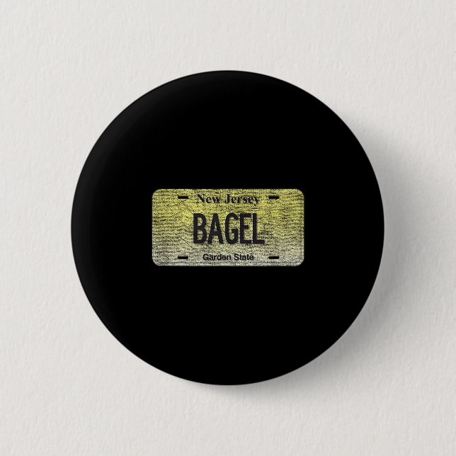 Bóton Redondo 5.08cm Funny Nj State Vanity License Plate Bagel  (Frente)