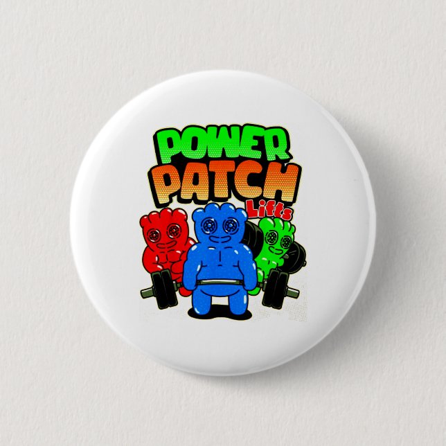 Bóton Redondo 5.08cm Funny Power Patch Lifts Weightlifting Bodybuilding (Frente)