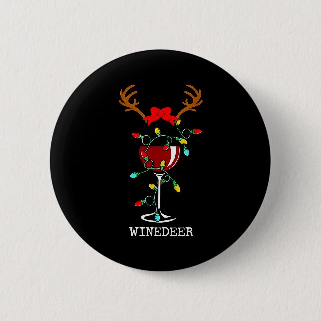 Bóton Redondo 5.08cm Funny Reindeer Winedeer Reinbeer Matching Couples  (Frente)