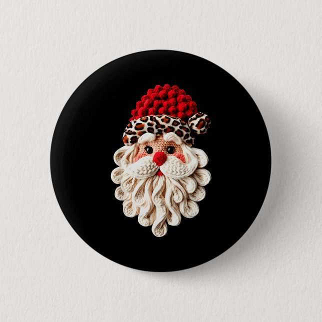 Bóton Redondo 5.08cm Funny Santa Claus Crochet Pajamas Holiday Xmas Chr (Frente)