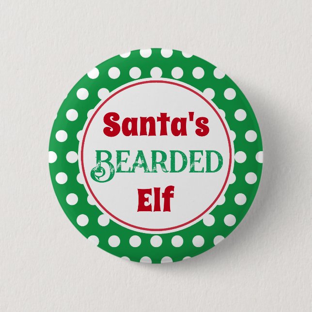 Bóton Redondo 5.08cm Funny Santa's Bearded Elf Christmas Button Pin (Frente)