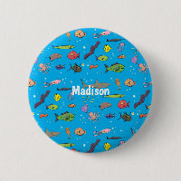 Funny sea creatures cartoon illustration pattern