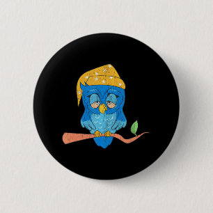 Bóton Redondo 5.08cm Funny Sleepy Night Owl Pjs para Owl Lovers &