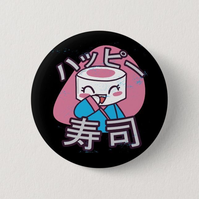 Bóton Redondo 5.08cm Funny Sushi Master Cartoon Design (Frente)