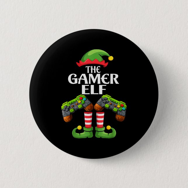 Bóton Redondo 5.08cm Funny The Gamer Elf Christmas Gamer Boy Kids  (Frente)