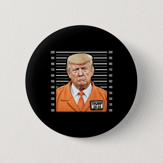 Bóton Redondo 5.08cm Funny Trump 2024 Prisioneiro Mugshot (Frente)