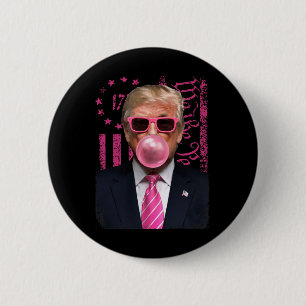 Bóton Redondo 5.08cm Funny Trump Bubble Gum Rosa Sinalizador Dos Eua