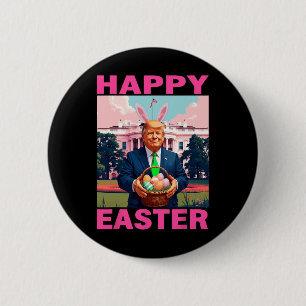 Bóton Redondo 5.08cm Funny Trump e Ovos de Páscoa Esboço Casa Branca Fe