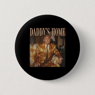 Bóton Redondo 5.08cm Funny Trump Leopard Daddys Home, Trump 2024