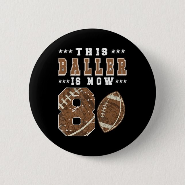 Bóton Redondo 5.08cm Futebol do 8º aniversário (Frente)