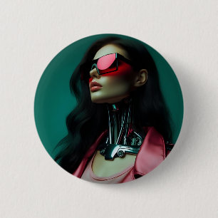 Bóton Redondo 5.08cm  futuristic cybernetic woman