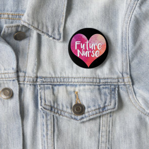 Bóton Redondo 5.08cm Futuro Enfermeiro Aquarela Coração