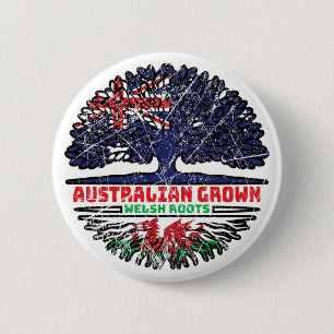 Bóton Redondo 5.08cm Galês Wales Australiana Tree Roots Flag