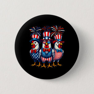 Bóton Redondo 5.08cm Galinha Picante Patriótica Usa Bandeira Galinha Ao