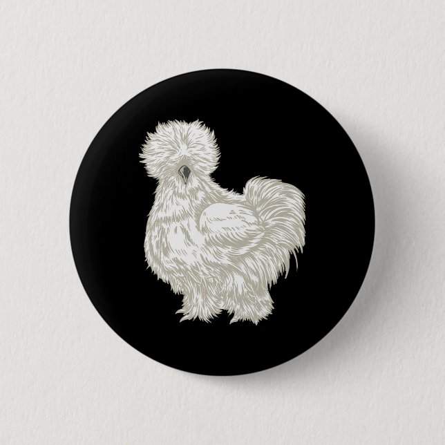Bóton Redondo 5.08cm Galinha Silkie (Frente)