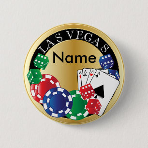 Bóton Redondo 5.08cm Gambler Dourado Las Vegas - Arroz, Cartões, Chips