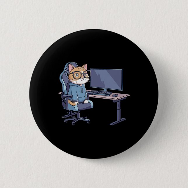 Bóton Redondo 5.08cm Gamer Cat Squad Funny Meme 1  (Frente)