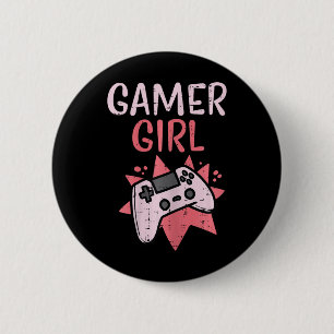 Bóton Redondo 5.08cm Gamer Girl Pink Game Controller Gaming em vídeo