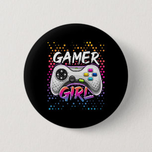 Bóton Redondo 5.08cm Gamer Girl Video Game Controller Jogos Aniversário