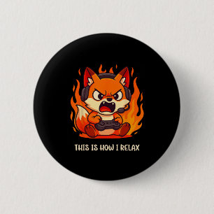 Bóton Redondo 5.08cm Gamer Kitsune Fox É Assim Que Eu Relaxo Japano