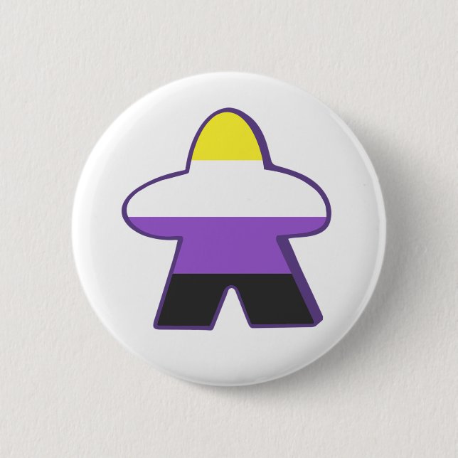 Bóton Redondo 5.08cm Gamer Meeple não-binário (Frente)