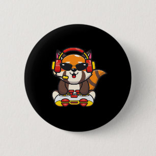 Bóton Redondo 5.08cm Gamer Panda Vermelho Engraçado Pandas Vermelhos Am