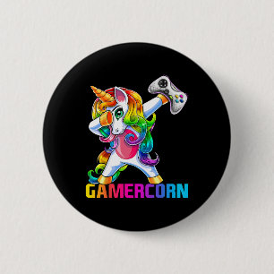 Bóton Redondo 5.08cm Gamercorn Dabbing Unicórnio Controle de Videogame