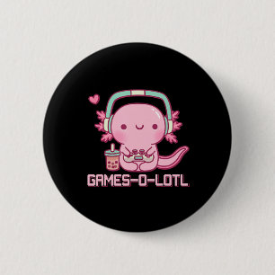 Bóton Redondo 5.08cm Gamesolotl Axolotl Videos games Kawaii Anime Gamer