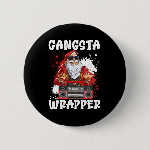 Bóton Redondo 5.08cm Gangue do Papai Noel do Hip Hop Natal Gangsta Pres