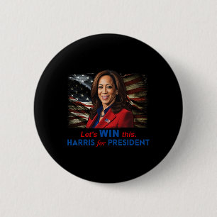Bóton Redondo 5.08cm Ganhe Este Harris Para O Presidente Kamala Harris