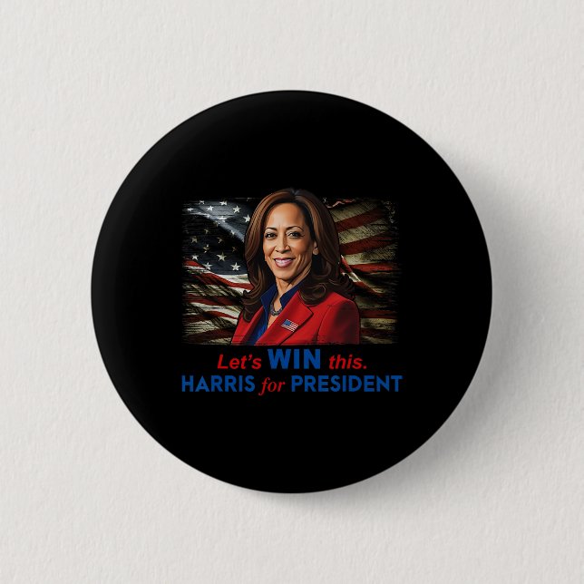 Bóton Redondo 5.08cm Ganhe Este Harris Para O Presidente Kamala Harris  (Frente)