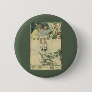 Bóton Redondo 5.08cm Garden Wall Jessie Willcox Smith, Crianças Vintage