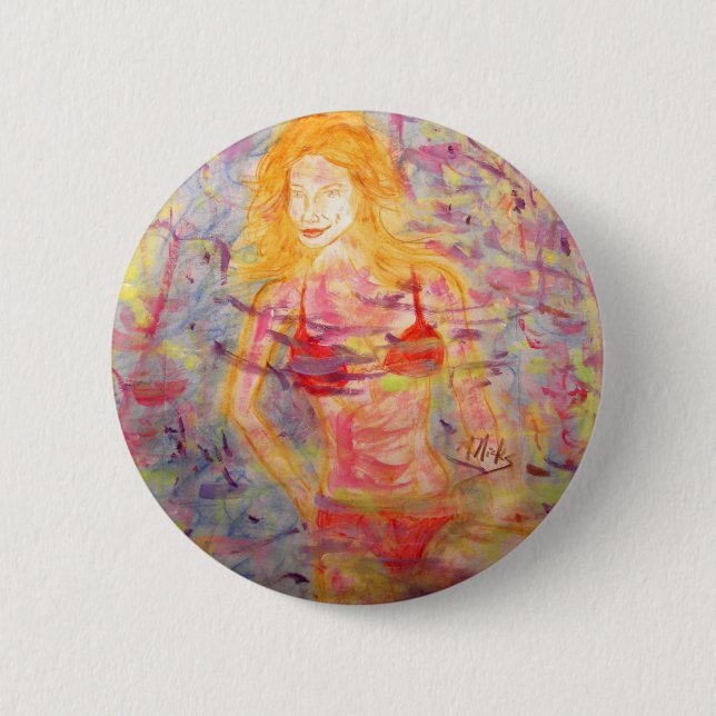 Bóton Redondo 5.08cm garota biquíni (Frente)