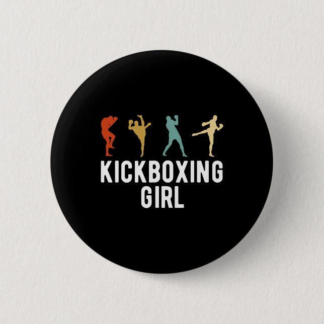Bóton Redondo 5.08cm Garota de Kickboxing Kickboxer  (Frente)