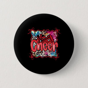 Bóton Redondo 5.08cm Garota do Megafone de Cheerleader Pom Coquete Verm