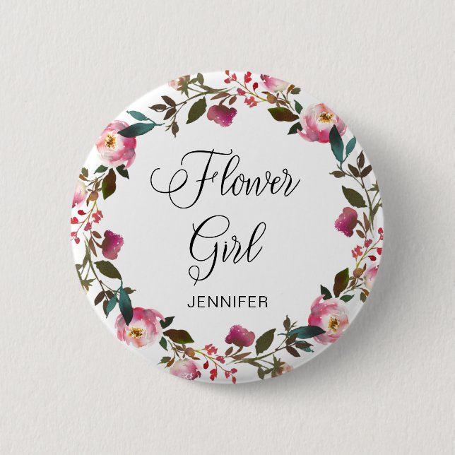 Bóton Redondo 5.08cm Garota Floral Primavera (Frente)