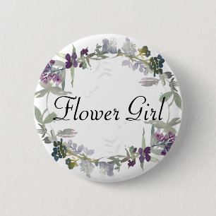 Bóton Redondo 5.08cm Garota Lavanda de flores silvestres