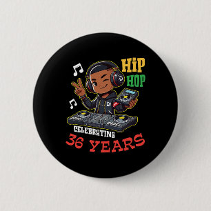 Bóton Redondo 5.08cm Garoto Hip Hop Celebrando 36 Anos Feliz Aniversári