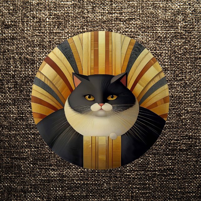Bóton Redondo 5.08cm Gatinho Art Deco (Criador carregado)
