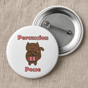 Bóton Redondo 5.08cm Gatinho Baterista Percussão Posse Cartoon Engraçad