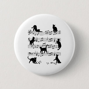 Bóton Redondo 5.08cm Gatinho De Gato Reproduzindo Música Limpa Piano Ar